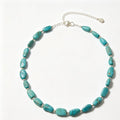 Boho Irregular Turquoise Bead Necklace, Casual Hand‑Knotted Gem Choker with Extender Chain