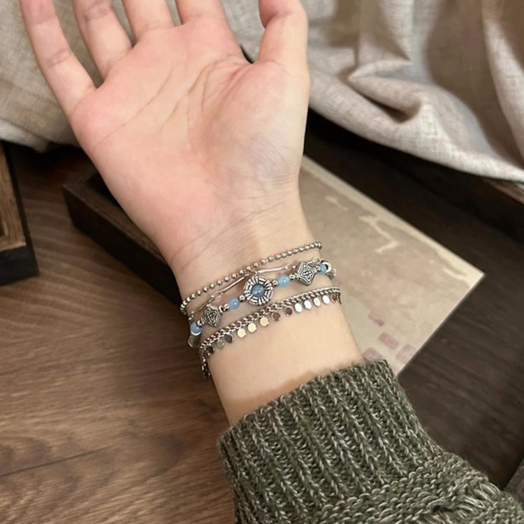 Bohemian Blue Multilayer Tassel Bracelet
