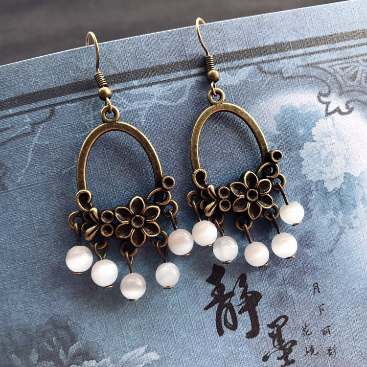 Forest Floral Stone Drop Earrings